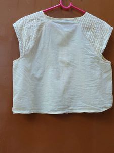 Elegant Cream Button-Up Cap Sleeve Top