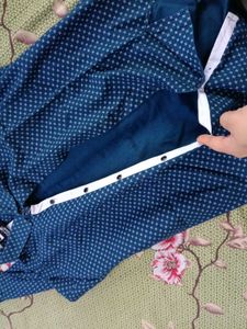 Men's Blue Printed Full Sleeve Shirt in L size ⁹