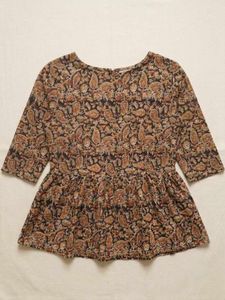 Paisley Kalamkari Pure Cotton Peplum Top