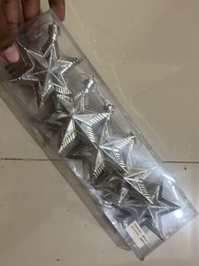 Sparkling Silver Star Ornaments (Set of 5)