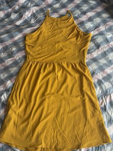 Mustard Yellow Tiered Halter Dress