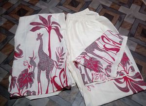 Elegant Cream Kurta Set with Elephant Print