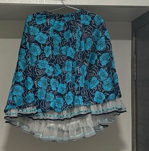 Blue Floral Print casual Skirt