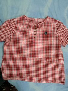 Red Gingham Button-Up Top