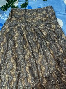Elegant Brown Ethnic Print Skirt