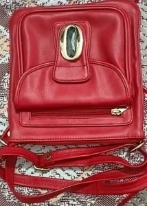 Red Crossbody Bag with Jewel Detail
