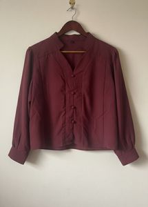 Burgundy Long Sleeve Blouse