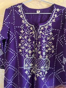 Vibrant Purple Bandhani Kurta Set