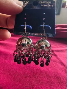 Oxidized Silver Jhumkas