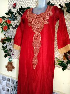 🔥 MEGA SALE OFFER 🔥Red Embroidered Kurta