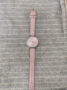 LAMEX Pink Leather Strap Watch