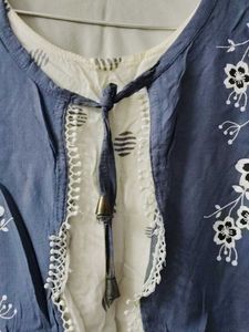 106.Embroidered Blue &amp; White top