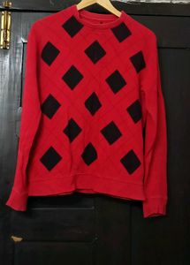 Red Argyle Crewneck Sweater