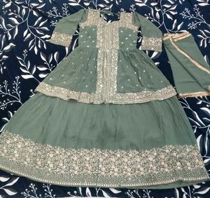 Green Embellished Lehenga Choli