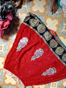 Red Embroidered Saree