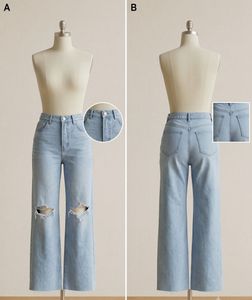 Light Wash Ripped Wide Leg Jeans