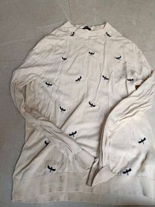 Ivory Sweater with Dragonfly Embroidery