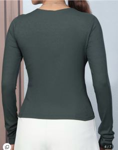 Stylish Dark Green Long Sleeve Top