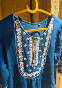 Embroidered Teal Kurti