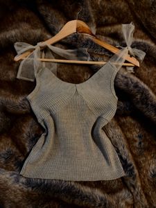 Tie up detail Brown top