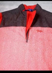 Men's Red &amp; Grey Zip Pullover