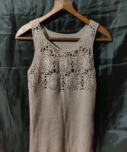Vintage Knit And Crochet Sweater Vest Dress
