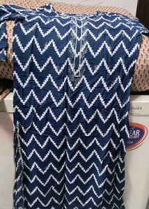 Stylish Blue Zigzag Print Kurta