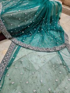 fully net diamond stone work saree with blouse