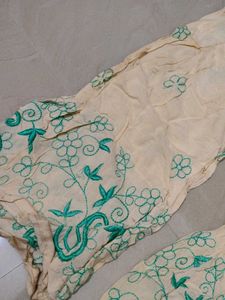 Embroidered Cream Palazzos