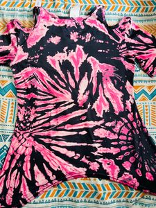 Pink &amp; Black Tie-Dye Top