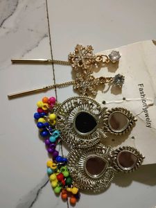Boho Mirror &amp; Multi-Color Tassel Earrin