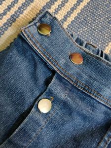 Denim Midi Skirt with Button Front