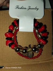 never used Chic Red & Black Beaded Bracelet Se