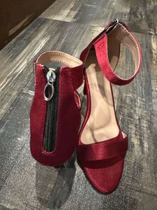 Burgundy Heeled Sandals