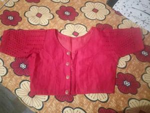 Red Cotton Fabulous Blouse With Botton And Hook