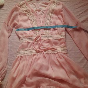 Boho Pink Chiffon Dress