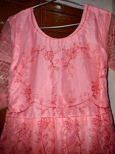 Elegant Pink Embroidered Gown 🩷 | New |