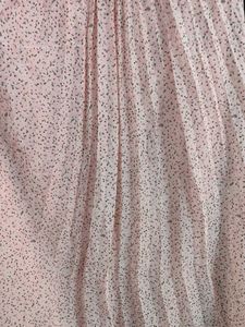 Chic Pink Dotted Pleated Skirt
