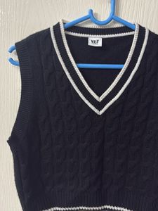 Black Jersey Knit Vest