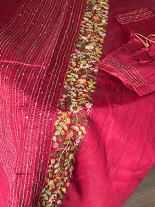 Exquisite Embroidered Silk Saree With Blouse