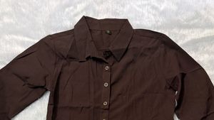 Women's Coffee Brown Button-Down Casual Shirt