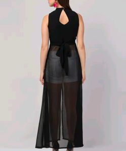 Sleeveless Button-Down Sheer Duster