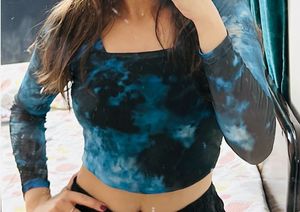 Stylish blue Tie-Dye Mesh Top