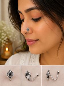 Elegant Oxidised Clip On Nosepin