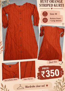 Rust Orange Striped Kurta