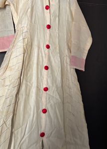 Cream Kurta with Red Accents