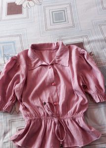 Chic Pink top with Drawstring Waist