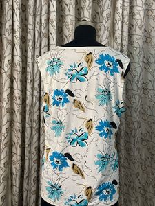 White Floral Sleeveless Top