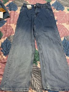 Souled store blue ombre Wide Leg Denim Jeans