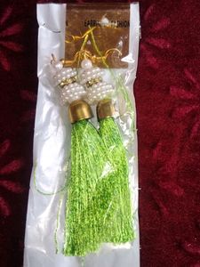 Silk Thread Tessels 2 Pieces Green And Blue